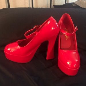Pleaser Dolly 50 Patent Red pumps 5” heels pumps